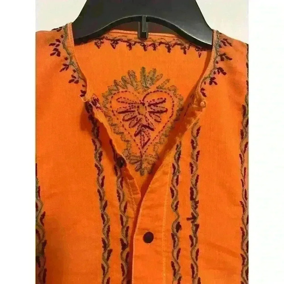 Orange Women Kurti Kurta Ethnic Sz Small Embroidered Tunic Dress Indian 0068 - Picture 3 of 7